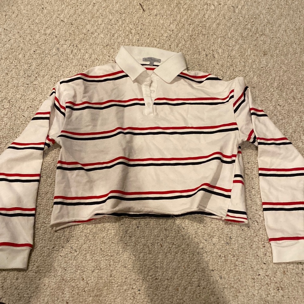 Crop collar stripe shirt